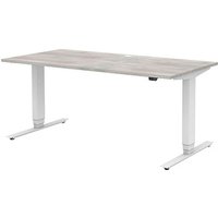 röhr direct.office höhenverstellbarer Schreibtisch beton rechteckig T-Fuß-Gestell weiß 160,0 x 70,0 cm von röhr