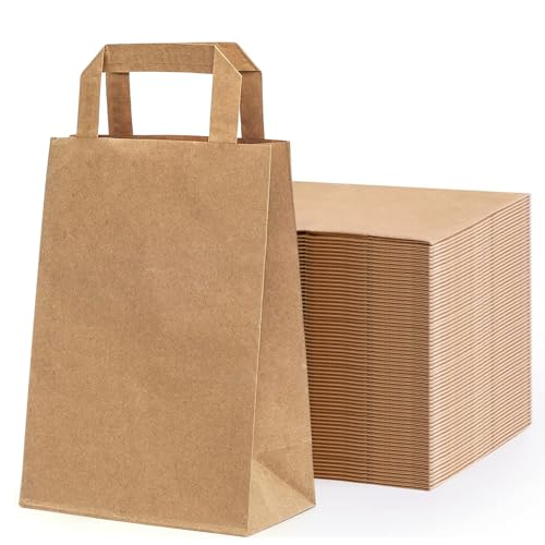 50 Stk Verdickt Papiertragetasche mit Flachgriff, Papiertüten Braun, Papiertüten mit Henkel, Henkeltüten Set, Geschenktüten für Geburtstag, Verpackungen, Weihnachten, DIY adventskalender(23*18*9cm) 50 Stk Verdickt Papiertragetasche mit Flachgriff, Papiertüten Braun, Papiertüten mit Henkel, Henkeltüten Set, Geschenktüten für Geburtstag, Verpackungen, Weihnachten, DIY adventskalender(23*18*9cm) von rokrist