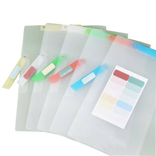 rongweiwang 5er Pack Ordner Set, Ordner, Bau und Schutzdesign, halbtransparent mit Beschriftung, Bedienung, für die Schule von rongweiwang