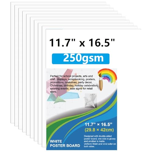 100 Stück weißes Posterpapier, 30 x 41 cm, rookea weiße Sichttafeln, Großpackung, Smart-Posterboard, blanko, grafisches Display-Kartonpapier für Zeichnen, Kunstwerke, Schule, Kunst, Handwerk von rookea