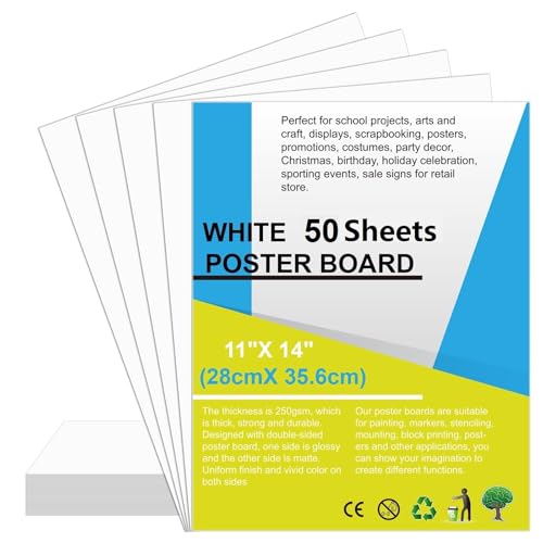 50 Stück Postertafeln, 27,9 x 35,6 cm, weißes Papier, Großpackung, rookea 250 g/m², Visiontafeln, Posterpapier für Schule, Kunst, Bastelprojekte, Zeichnen, Display, Büro, Visionbedarf 50 Stück Postertafeln, 27,9 x 35,6 cm, weißes Papier, Großpackung, rookea 250 g/m², Visiontafeln, Posterpapier für Schule, Kunst, Bastelprojekte, Zeichnen, Display, Büro, Visionbedarf von rookea