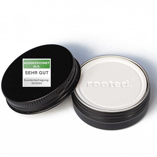 rooted.® Duftstein für ätherische Öle | [EXKLUSIV] Duftöl Diffuser aus Keramik | Aroma Stone in schwarzer Dose | Aromatherapie in Schlafzimmer, Badezimmer, Reisen, Kinderzimmer, Büro und Auto von rooted.