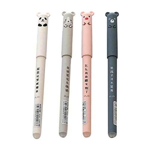 Rmeet 4 pcs Süße Schweine Panda Löschbaren Gel Stift Cartoon Leicht Zu Reiben-Magic Rub Kugelschreiber，Schwarz von Rmeet