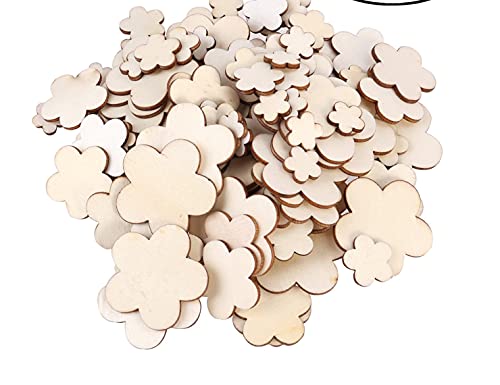 Deko Blumen aus Holz Natur Scheiben Holzblumen für DIY Handwerk Scrapbooking, Geburtstag Hochzeit 100PCS (1,5 cm, 2 cm, 3 cm, 4 cm sortierte Größe) von rosenice