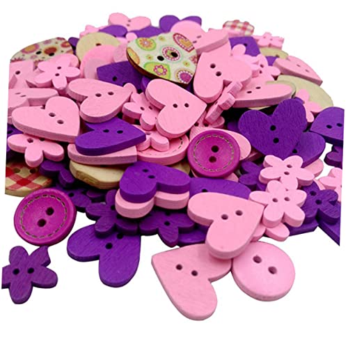 Holzknöpfe 2-Löcher Kinderknöpfe Herz Runde Deko-Knöpfe für Nähen Scrapbooking 40g von rosenice