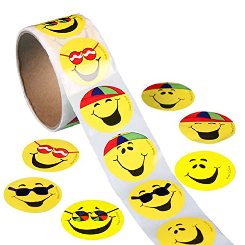 ROSENICE 100 Stück Gelbe Smiley Face Stickers Kinder Belohnung Aufkleber Runde Aufkleber von rosenice