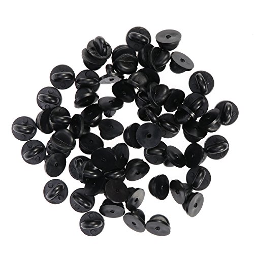ROSENICE 100 Stück Gummi Pin Backs für alle Reversstifte Krawattenbänder (Schwarz) von rosenice
