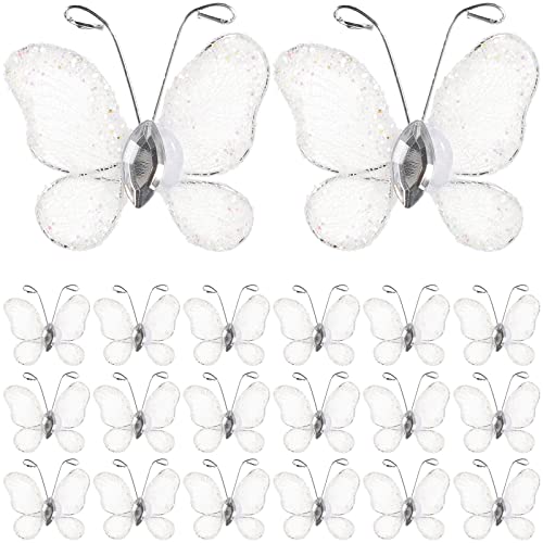 ROSENICE 50 Stück Glitzer 3D Schmetterlinge mit Edelstein für DIY Hochzeit Party Dekoration (Weiß) von rosenice