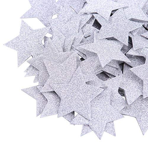ROSENICE Konfetti mit Glitzer-Sternen, für die Dekoration von Partys, Sternen, Silber, 100 Stück von rosenice