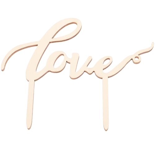 ROSENICE Love Hochzeitstorte Topper für Hochzeitsdekorationen (Holz Farbe) von rosenice