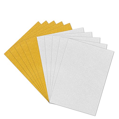 rosenice 10 Blätter Glitter Bastelpapier Bunte Tonpapier für DIY Scrapbooking Handwerk (Golden und Silber) von rosenice