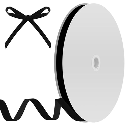 rosenice 25 Yard Samtband Schleifenband 1,5 cm DIY Handwerk Samt Schmuckband zum Nähen Dekoration (schwarz) von rosenice