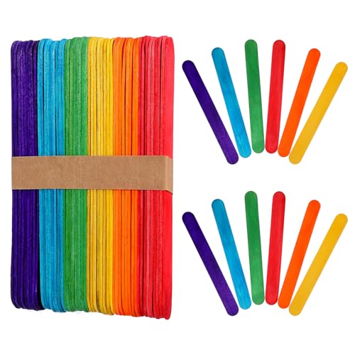 rosenice Bastelhölzer 150 Pcs Bunt Eisstiel Holzspatel DIY Sticks zum Basteln kreative Handwerke von rosenice