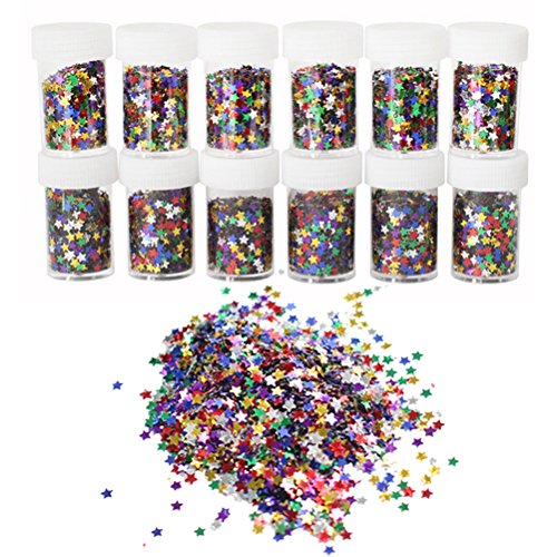 rosenice Glitter Konfetti mit Sternen 12 Flaschen DIY Pailletten Sternenkonfetti Glitzer Deko für Kinder Nagelkunst und Handwerk rosenice Glitter Konfetti mit Sternen 12 Flaschen DIY Pailletten Sternenkonfetti Glitzer Deko für Kinder Nagelkunst und Handwerk von rosenice