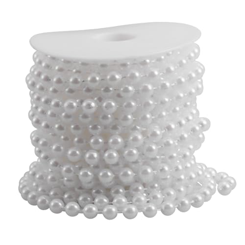 rosenice Perlengirlande 10m Perlen Ketten Deko Perlenschnur Band für Hochzeit Braut Party Dekoration (Weiß) von rosenice