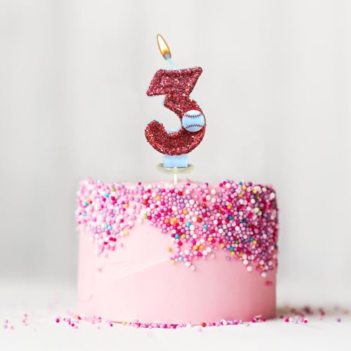Geburtstagskerze, Geburtstagskerze für Kuchen, Personalisierte Baseball Geburtstagskerzen Zahlen,Tortendeko für Mädchen, Kinder Themenparty Deko für Kuchen, Dekoration Jahrestag (3) von routinfly