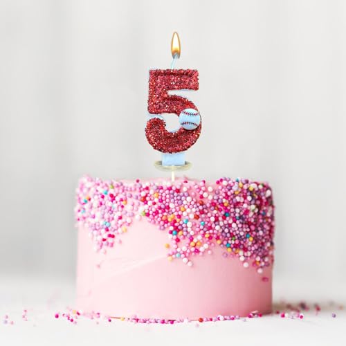 Geburtstagskerze, Geburtstagskerze für Kuchen, Personalisierte Baseball Geburtstagskerzen Zahlen,Tortendeko für Mädchen, Kinder Themenparty Deko für Kuchen, Dekoration Jahrestag (5) von routinfly