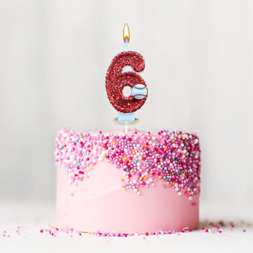 Geburtstagskerze, Geburtstagskerze für Kuchen, Personalisierte Baseball Geburtstagskerzen Zahlen,Tortendeko für Mädchen, Kinder Themenparty Deko für Kuchen, Dekoration Jahrestag (6) von routinfly