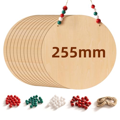 ROWOOD 12 runde Holzscheiben (25 cm) – Glatte Lindenkreise zum Malen, für DIY-Projekte und Schilder von rowood