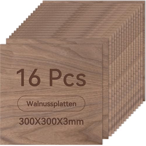 ROWOOD Sperrholzplatte 3mm 300x300mm 16Stück Walnuss holzplatte Zuschnitt Nach Maß Unbehandeltes Bastelhölzer Holz für Modellbau Laserschnit Laser Gravur Holz Brennen Malerei CNC ROWOOD Sperrholzplatte 3mm 300x300mm 16Stück Walnuss holzplatte Zuschnitt Nach Maß Unbehandeltes Bastelhölzer Holz für Modellbau Laserschnit Laser Gravur Holz Brennen Malerei CNC von rowood