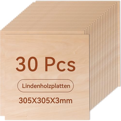 ROWOOD Sperrholzplatte 3mm 305x305mm 30Stück Linde holzplatte Zuschnitt Nach Maß Unbehandeltes Bastelhölzer Holz für Modellbau Laserschnit Laser Gravur Holz Brennen Malerei CNC ROWOOD Sperrholzplatte 3mm 305x305mm 30Stück Linde holzplatte Zuschnitt Nach Maß Unbehandeltes Bastelhölzer Holz für Modellbau Laserschnit Laser Gravur Holz Brennen Malerei CNC von rowood