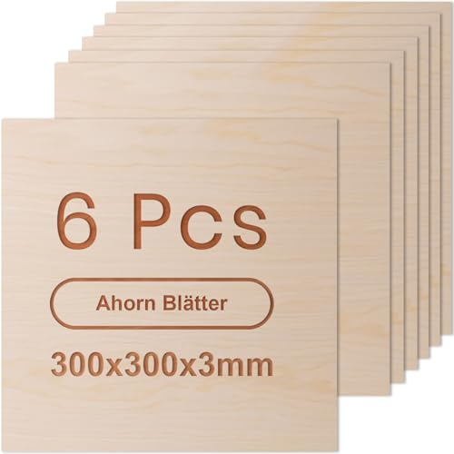 ROWOOD Sperrholzplatte 3mm 300x300mm 6Stück Ahorn holzplatte Zuschnitt Nach Maß Unbehandeltes Bastelhölzer Holz für Modellbau Laserschnit Laser Gravur Holz Brennen Malerei CNC ROWOOD Sperrholzplatte 3mm 300x300mm 6Stück Ahorn holzplatte Zuschnitt Nach Maß Unbehandeltes Bastelhölzer Holz für Modellbau Laserschnit Laser Gravur Holz Brennen Malerei CNC von rowood