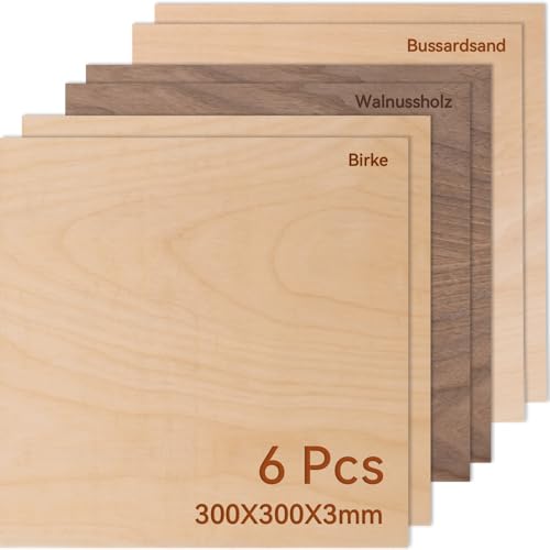 ROWOOD Sperrholzplatte 3mm 300x300mm 6Stück Walnuss Linde Birke holzplatte Zuschnitt Nach Maß Unbehandeltes Bastelhölzer Holz für Modellbau Laserschnit Laser Gravur Holz Brennen Malerei CNC ROWOOD Sperrholzplatte 3mm 300x300mm 6Stück Walnuss Linde Birke holzplatte Zuschnitt Nach Maß Unbehandeltes Bastelhölzer Holz für Modellbau Laserschnit Laser Gravur Holz Brennen Malerei CNC von rowood