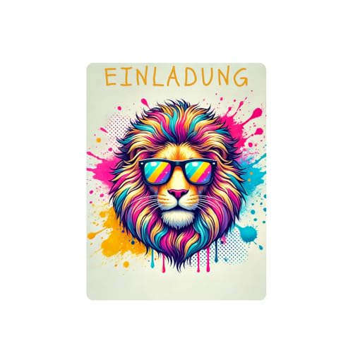 roxisha - Set mit 10 Einladungskarten Geburtstag Löwe + Umschläge - für Teenager und kreative Kids - Postkartenformat 10,4 x 14,8 cm - Vorgefertigt auf Deutsch - Ideal für bunte Geburtstagsparty roxisha - Set mit 10 Einladungskarten Geburtstag Löwe + Umschläge - für Teenager und kreative Kids - Postkartenformat 10,4 x 14,8 cm - Vorgefertigt auf Deutsch - Ideal für bunte Geburtstagsparty von roxisha
