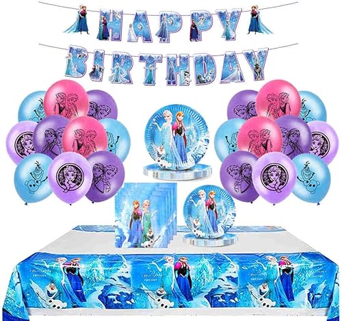 Geburtstags Frozen Luftballons Dekorationen Elisa Partygeschirr Eiskönigin Banner Partydekorationen von ruhoup