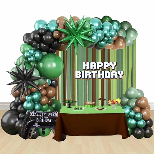 Geburtstags Luftballons Bogen Girlanden Set Pixel Latexballons Folienballons Party Dekorationen Spiel Party Zubehör von ruhoup