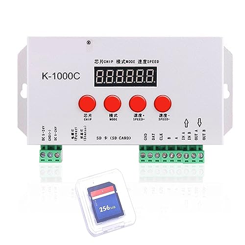 K-1000C DC5-24V adressierbarer programmierbarer Controller mit SD-Auto WS2812B APA102C SK6812 WS2811 WS2801 LED-Streifen 2048 Pixel Controller (T-1000S aktualisiert) von ruimeimei