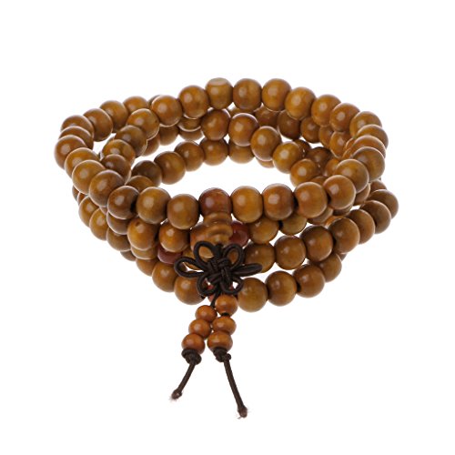 ruiruiNIE108 Gebet Holzperlen Mala Armband-Natur Sandelholz 8mm Perlen Armbänder-Naturholz Tibetischen Buddhistischen Buddha Meditation Halskette von ruiruiNIE