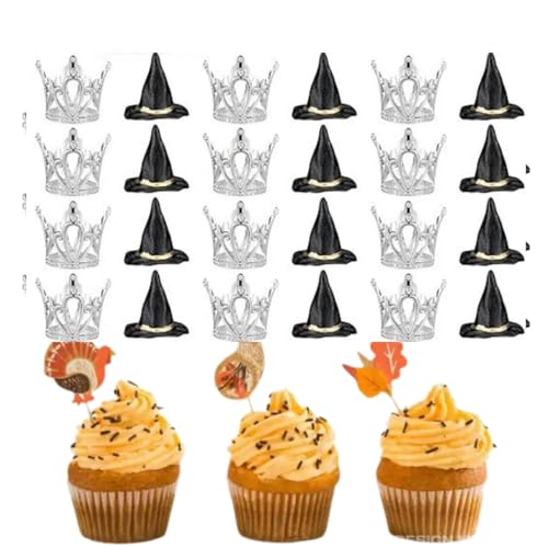 24 Stück Hexenhut Cupcake Topper Krone Cupcake Topper, Mini Hexenhüte Krone Cupcake Dekorationen, Silberne Krone Kuchen Dekor für Geburtstag Party Supplies Handwerk Zubehör 24 Stück Hexenhut Cupcake Topper Krone Cupcake Topper, Mini Hexenhüte Krone Cupcake Dekorationen, Silberne Krone Kuchen Dekor für Geburtstag Party Supplies Handwerk Zubehör von rujjftsy