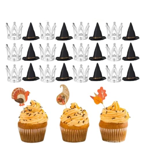 24 Stück Hexenhut Cupcake Topper Krone Cupcake Topper, Mini Hexenhüte Krone Cupcake Dekorationen, Silberne Krone Kuchen Dekor für Geburtstag Party Supplies Handwerk Zubehör 24 Stück Hexenhut Cupcake Topper Krone Cupcake Topper, Mini Hexenhüte Krone Cupcake Dekorationen, Silberne Krone Kuchen Dekor für Geburtstag Party Supplies Handwerk Zubehör von rujjftsy