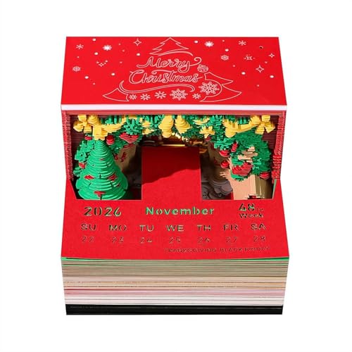 rujjftsy 3D-Kalender 2026, 3D-Notizblock, Kalender, Zeitmesser, Kalender 2026, kreativer dreidimensionaler Notizblock mit Lichtern, beleuchteter Weihnachtskunst-Notizblock, Kalender, DIY rujjftsy 3D-Kalender 2026, 3D-Notizblock, Kalender, Zeitmesser, Kalender 2026, kreativer dreidimensionaler Notizblock mit Lichtern, beleuchteter Weihnachtskunst-Notizblock, Kalender, DIY von rujjftsy