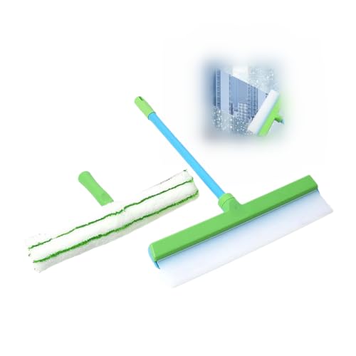 rujjftsy Recycelbares Silikon-Fensterabzieher-Set, multifunktionales Fensterabzieher-Set, Glasreinigungswerkzeuge mit Silikonabzieher und Mikrofaser-Schrubber für Zuhause, Dusche, Auto von rujjftsy