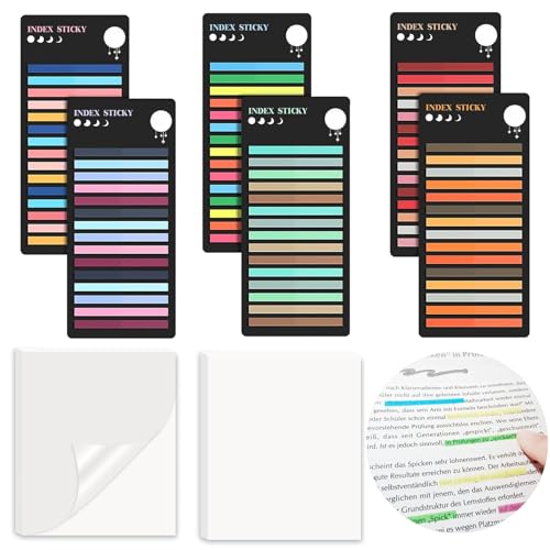 1800pcs Haftstreifen Pastell long Highlight Stripes +100pcs Transparente Haftnotizen, Sticky Notes Textmarker Streifen Page Marker Clear Sticky Notes Beschreibbar Tabs for Books Schule Zubehör von rumitpan