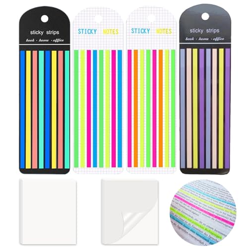 680 Stück Haftnotizen Pastell Long Highlight Stripes +100pcs Transparente Haftnotizen, Sticky Notes Klebezettel schmal und lang Textmarker Textstreifen Klebemarkierung Haftstreifen zum Text Markieren von rumitpan