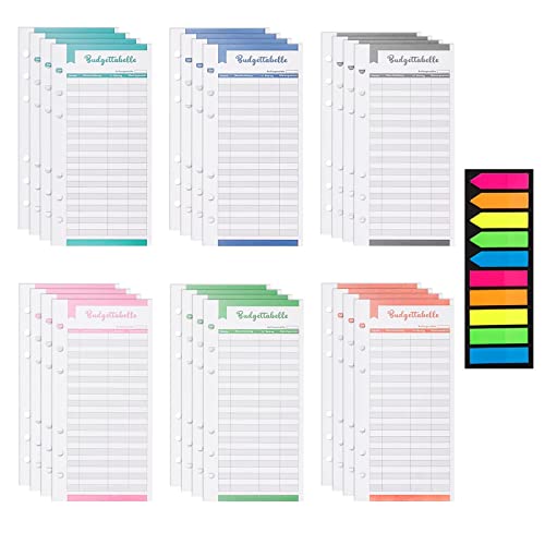 96 Blätter Budget Blätter Deutsch A6 Nachfüllpapier Budgetplanner Papier (182 Seiten) 6 Löcher Budget Sheets für Ringbuch A6 Binder Notebook Haftnotizzettel transparent 2 Blätter Aufkleber Deutsch von rumitpan