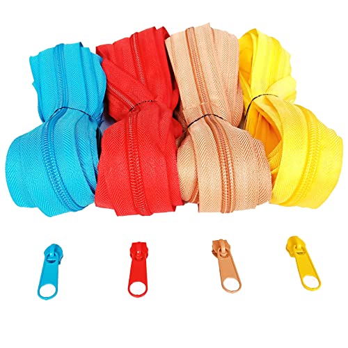 Reißverschluss endlos 5mm 12m Nylon Endlosreißverschluss 4 Farben mit 20 Schieber und 30 Endstück, Reißverschlüsse spiralförmig Meterware teilbar 3cm breit für Kleidung Tasche Gepäck Bettzug Zelt von rumitpan