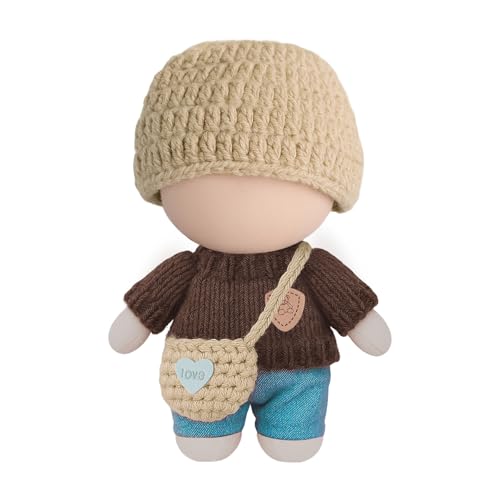 3 Stück Puppenkleidungs Für Vinyl Plush Toy - Kaki Puppen Kleidung mit Hut, Oberteil & Tasche, Plush Toy Kleidung Zubehör, Bekleidung für 17cm Plüsch, Puppenzubehör Geschenke Für Mädchen Keine Puppen von runpeak