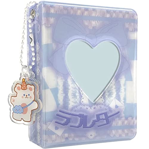 runrayay 3-Zoll-Mini-Fotoalbum Kpop Photocard-Lebensmappe, Blauer Schleier Kpop Photocard Holder Book, liebenswürdiges Photocard Holder mit Pendant, Visitenkartenklammer 40 Taschen von runrayay
