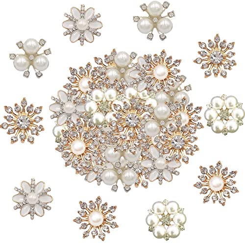 runrayay 50 Stück Perlen-Strass-Knöpfe, 5 Stile, Schneeflocken-Strass-Verzierungen, goldene Perlen-Knopf-Stifte für Schmuckherstellung, Basteln, Nähen, Hijab-Stifte runrayay 50 Stück Perlen-Strass-Knöpfe, 5 Stile, Schneeflocken-Strass-Verzierungen, goldene Perlen-Knopf-Stifte für Schmuckherstellung, Basteln, Nähen, Hijab-Stifte von runrayay