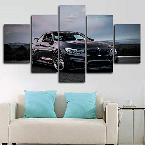 runtooer Bilder Dekorative malerei Spray malerei leinwand malerei 5 stück BMW M4 Leistung Super Auto Leinwand Wandbild, Möbel Art Deco, Rahmen von runtooer