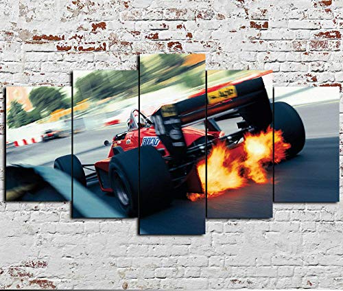 runtooer Bilder Dekorative malerei Spray malerei leinwand malerei 5 stück F1 Formel 1 Ferrari Auto Leinwand Wandbild, Möbel Art Deco, Rahmen von runtooer