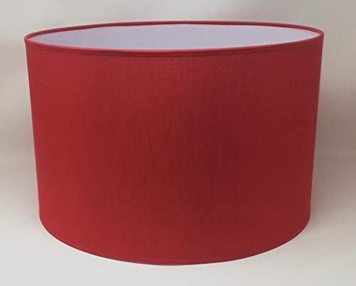 Zylinder Lampenschirm Baumwolle Stoff handgefertigt für Deckenleuchte, Tischleuchte, Stehlampe (Rot, 45 cm Durchmesser 20 cm Höhe) von ArG Lighting