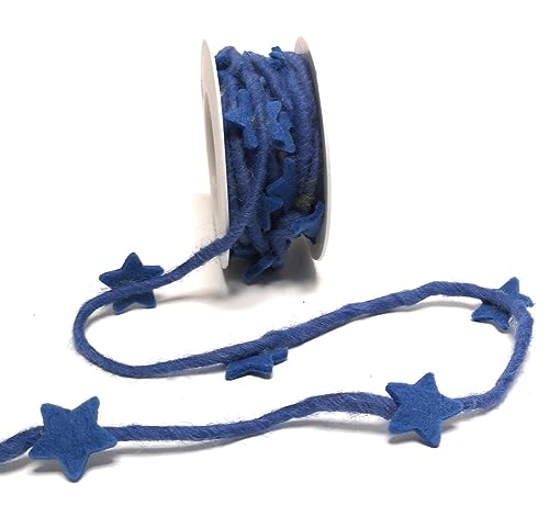Dekoband Kordel mit Filzsterne 3m x 25mm Blau Dekokordel Stern Filzband Filzkordel [D1137] von s.dekoda