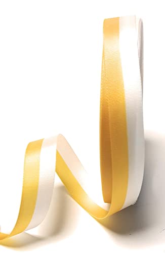 Nationalband 25m x 15mm gelb - weiß Vereinsband Ordensband Fanband Dekoband von s.dekoda