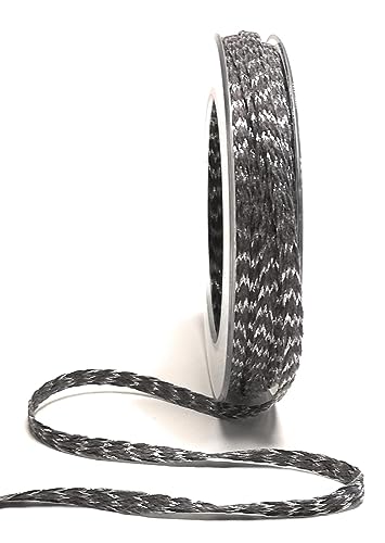 Schleifenband 15m x 7mm Grau - Silber Kordel Flach Dekolitze Borte Dekoband Geschenkband [D1031] von s.dekoda