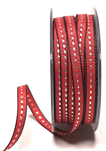 Schleifenband 20m x 6mm Rot - Weiß - Schwarz Geschenkband Dekoband Etro 3451 von s.dekoda
